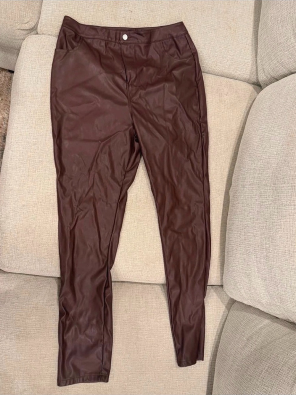 Women’s Faux Leather Pants in Dark Brown